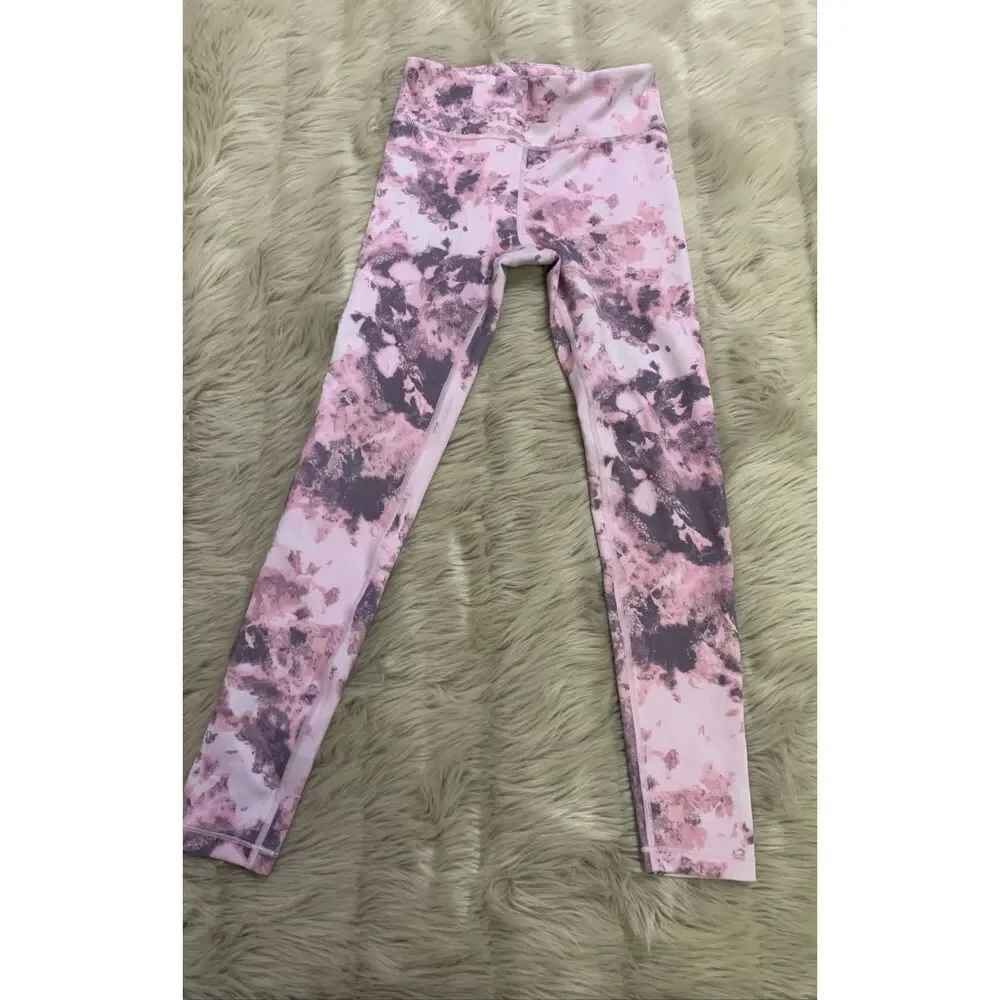 Athleta Girl High Rise Printed Chit Chat Tight Legging Moonstone Pink L/12